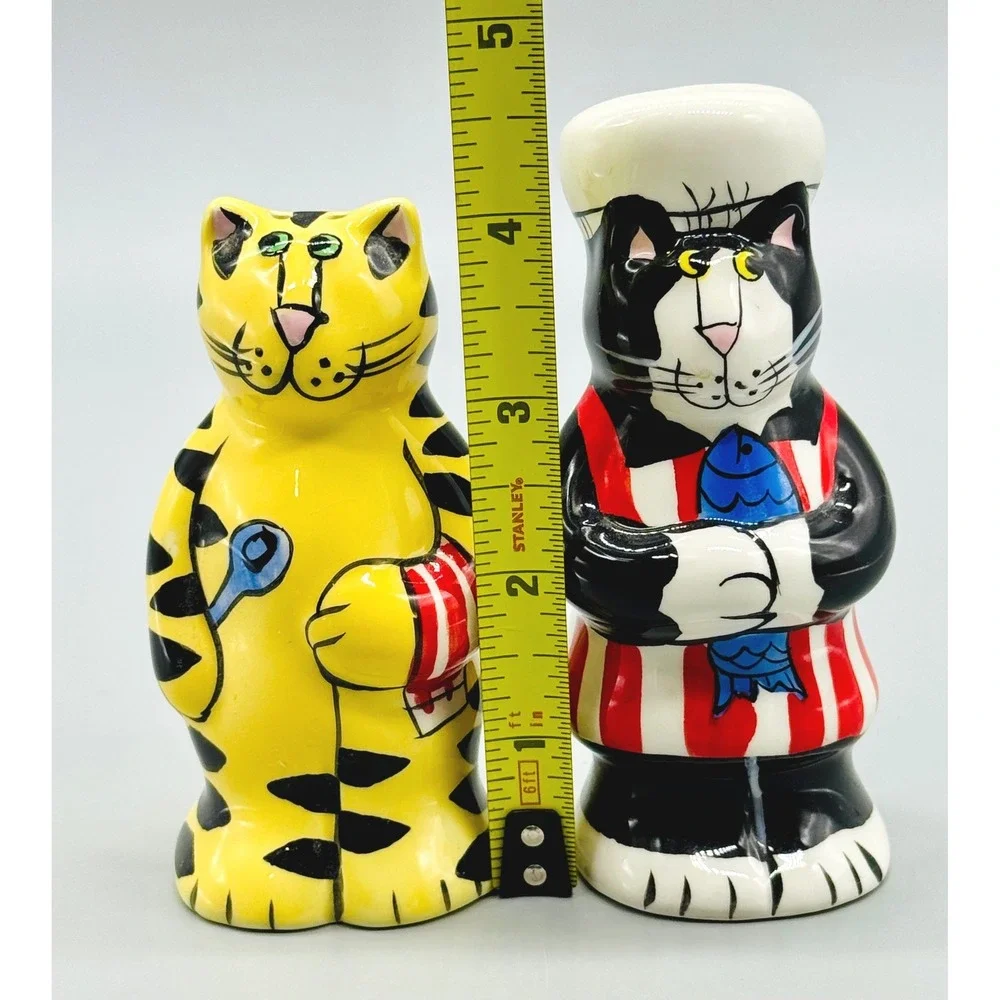 Catzilla Big On Cats Chef Cats Ceramic Salt Pepper‎ Shaker Set Candace Reiter